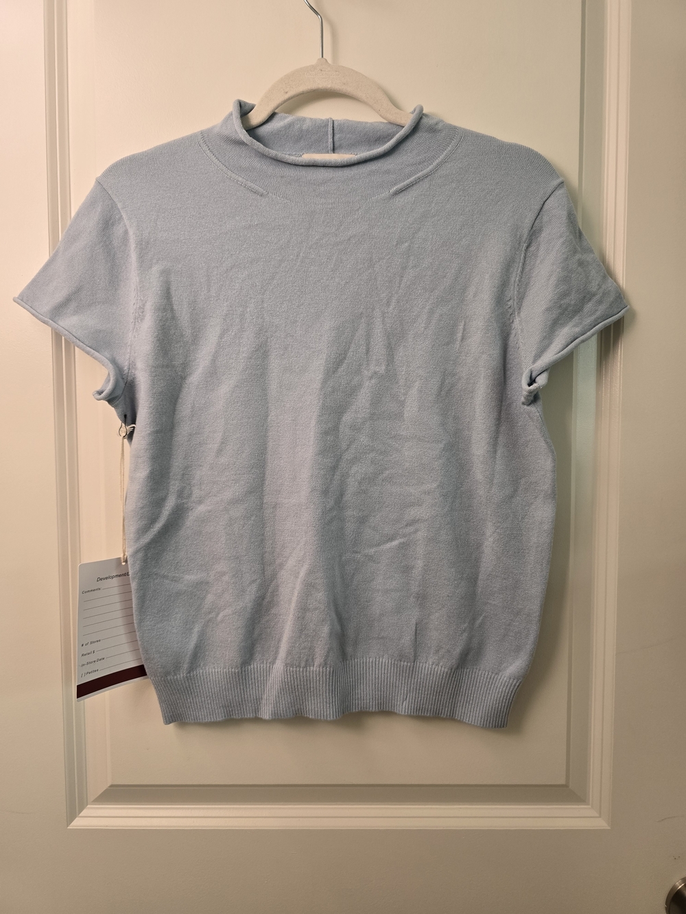 LOFT Light Blue Shrunken Cap Sleeve Mock Turtleneck Sweater